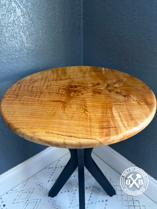 RAFFLE ITEM - Curly Maple Bookmatched Side Table – Autism Awareness Fundraiser