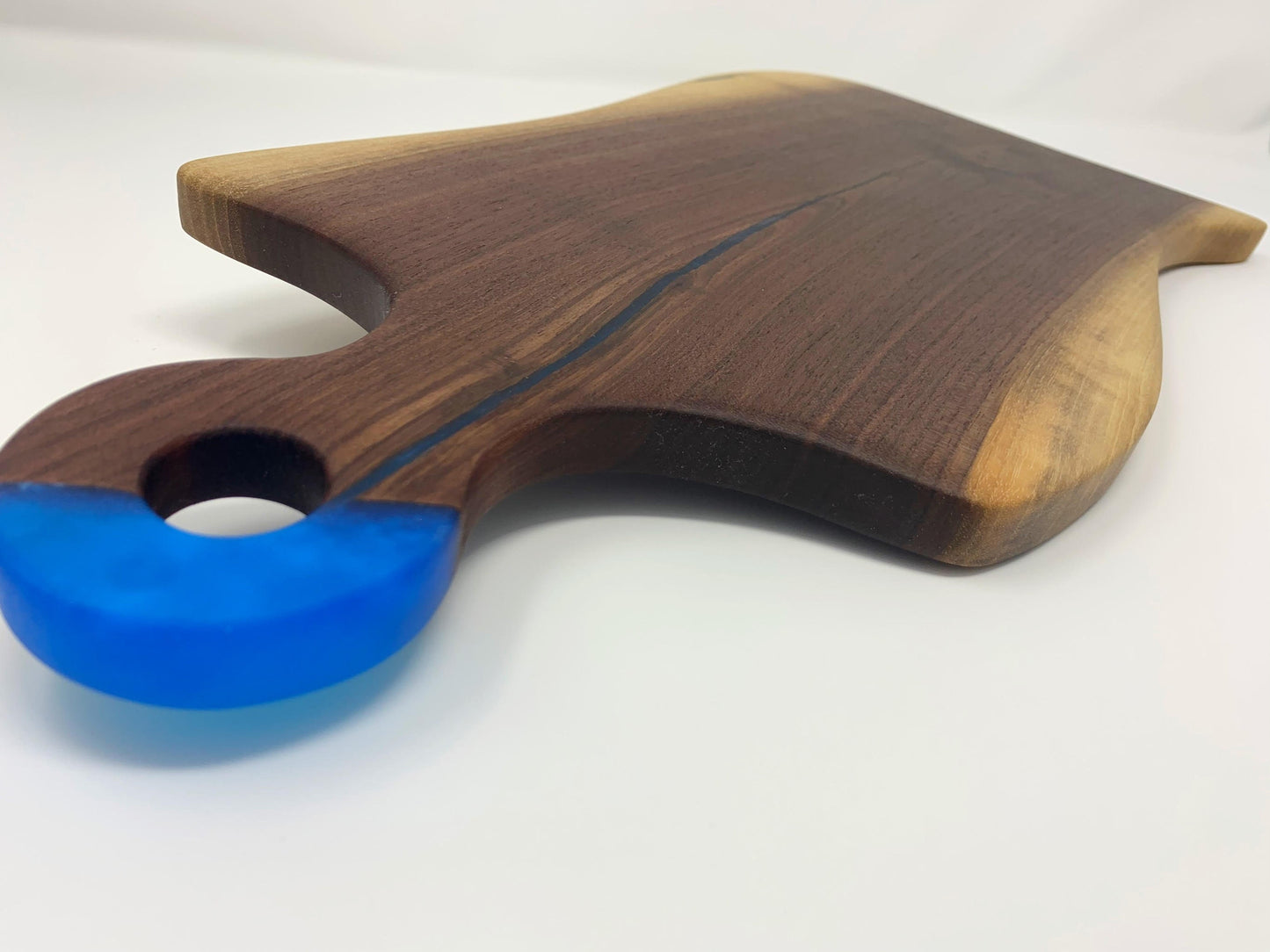 Black Walnut Live Edge and Blue Epoxy Charcuterie Board