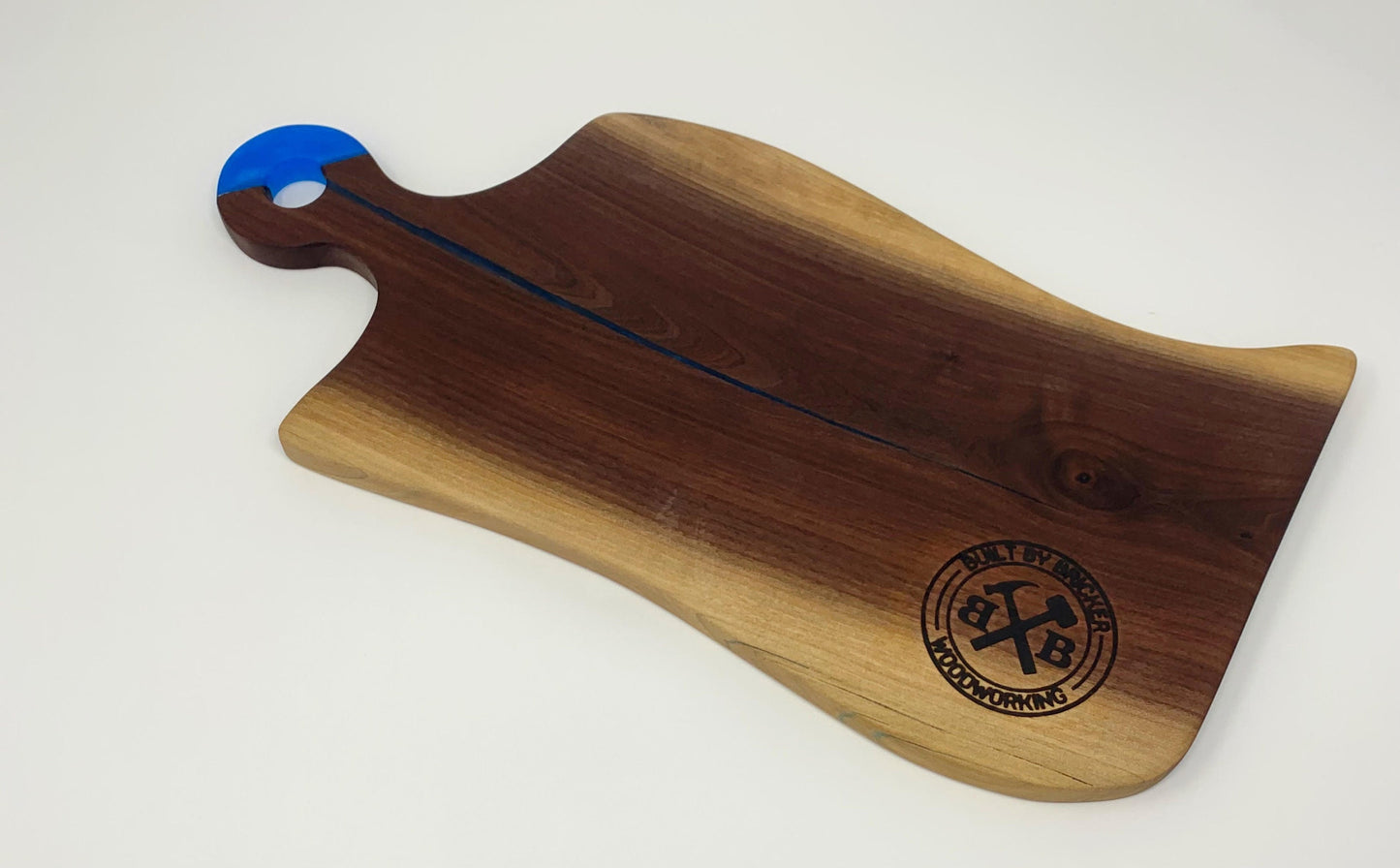 Black Walnut Live Edge and Blue Epoxy Charcuterie Board