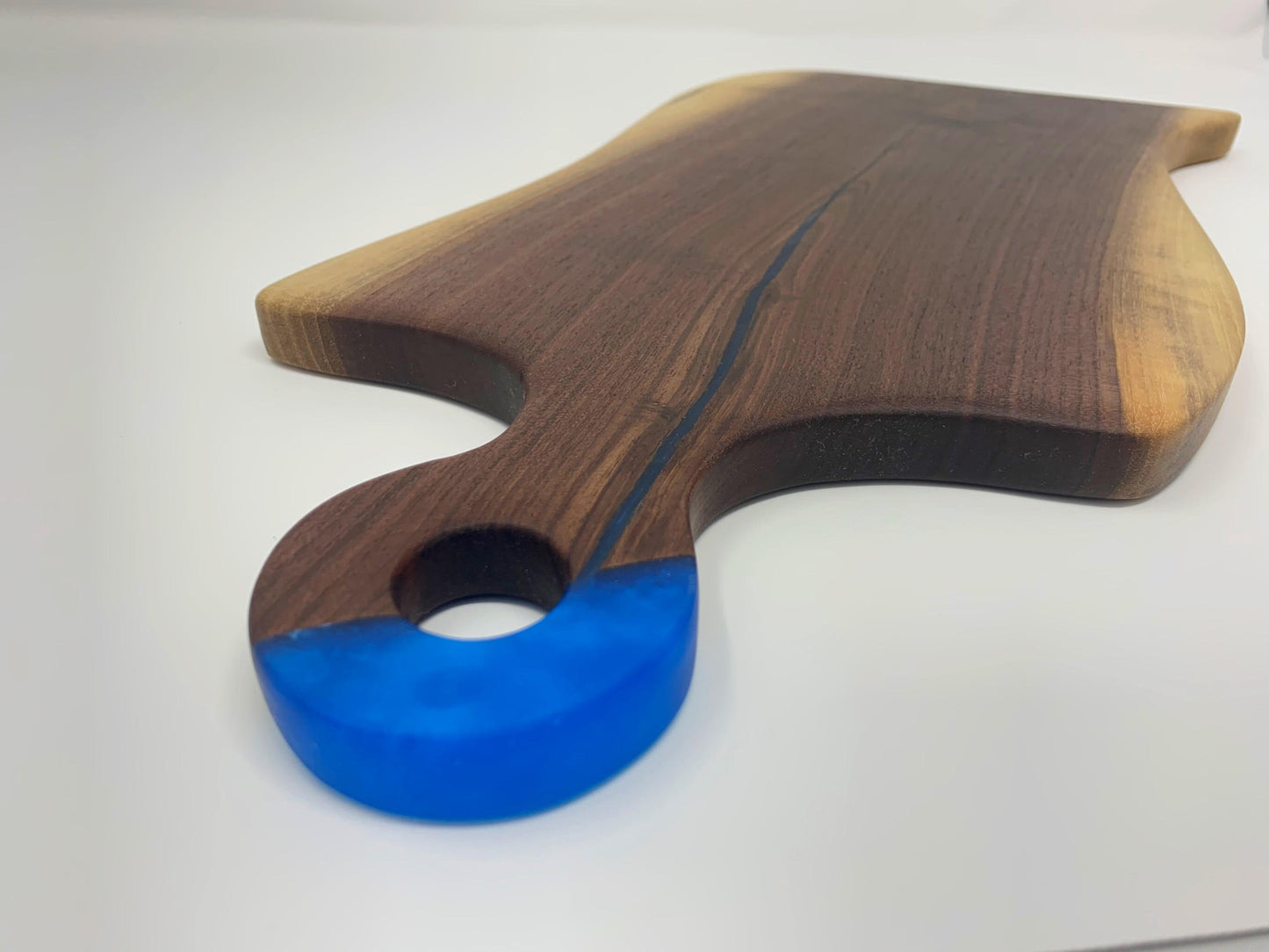 Black Walnut Live Edge and Blue Epoxy Charcuterie Board