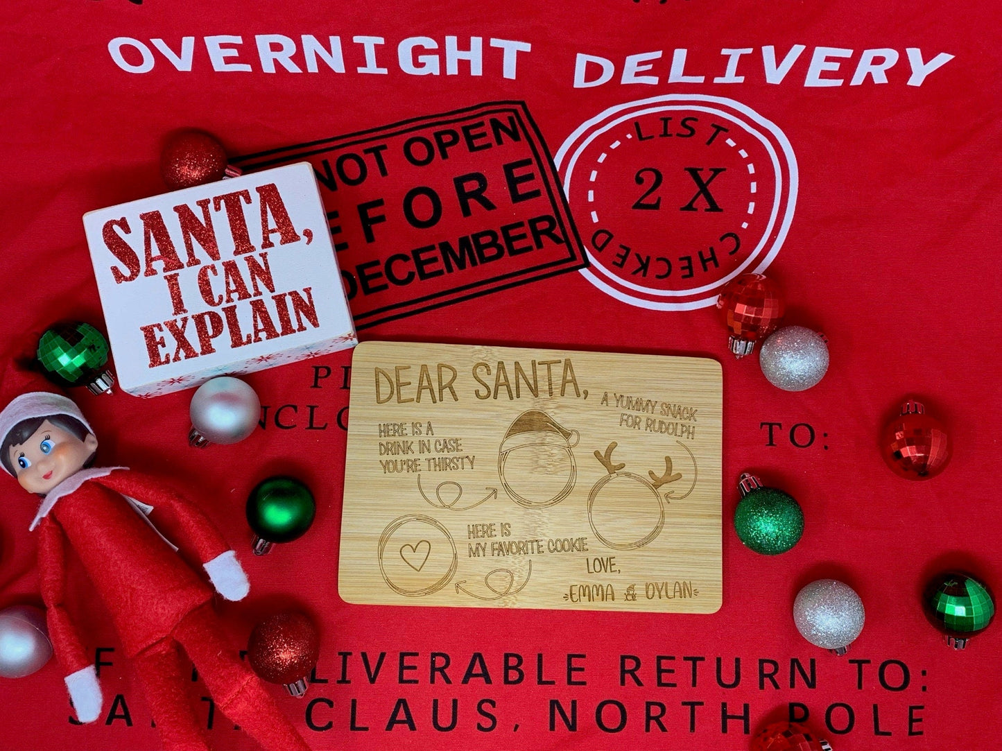 Dear Santa Bamboo Tray - Dual Purpose Santa and Easter Bunny Tray