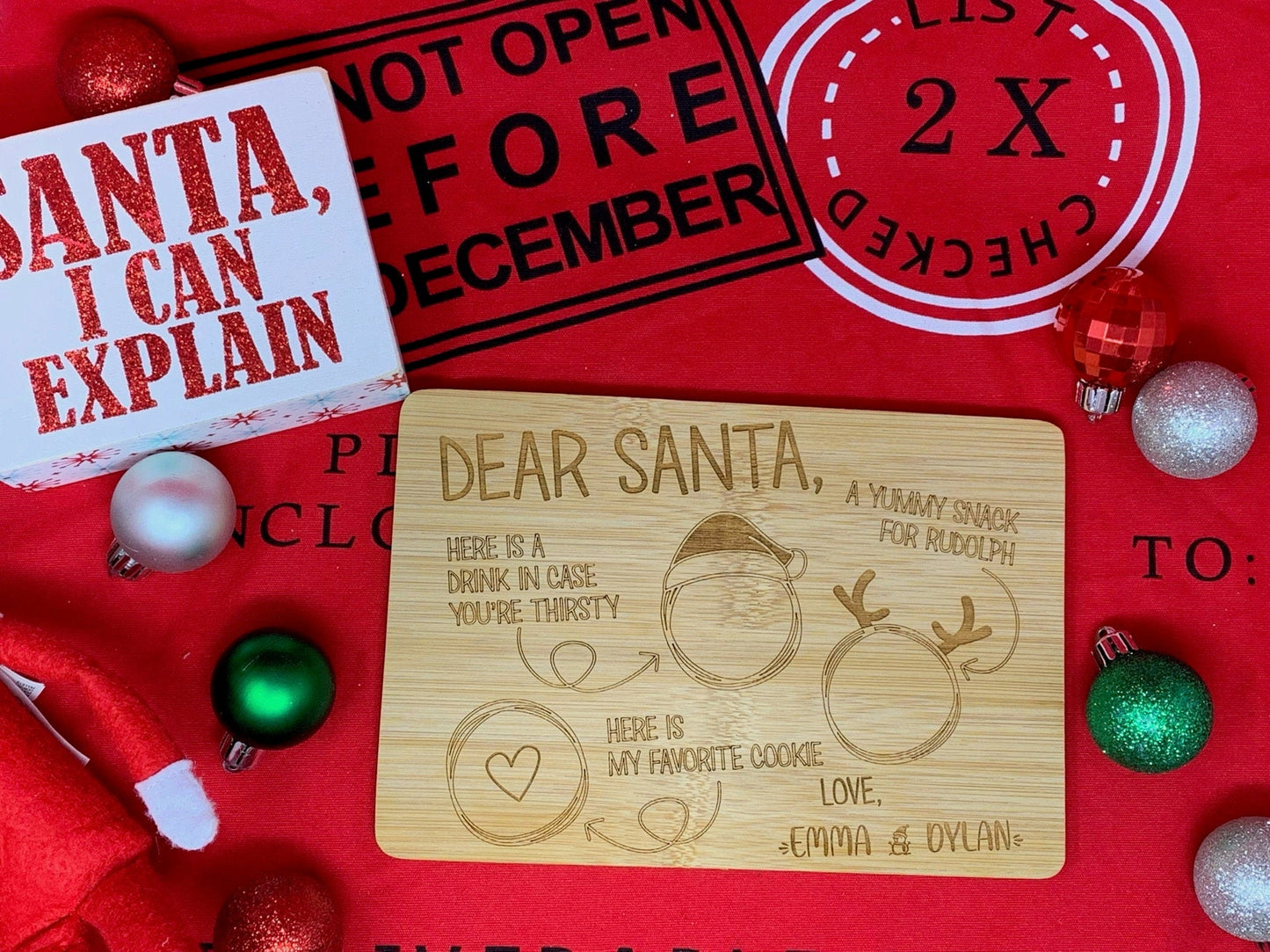 Dear Santa Bamboo Tray - Dual Purpose Santa and Easter Bunny Tray