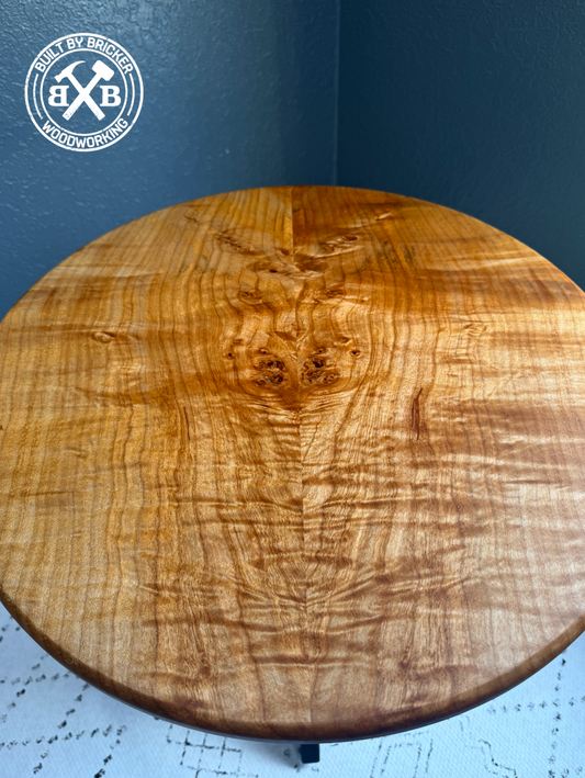 RAFFLE ITEM - Curly Maple Bookmatched Side Table – Autism Awareness Fundraiser