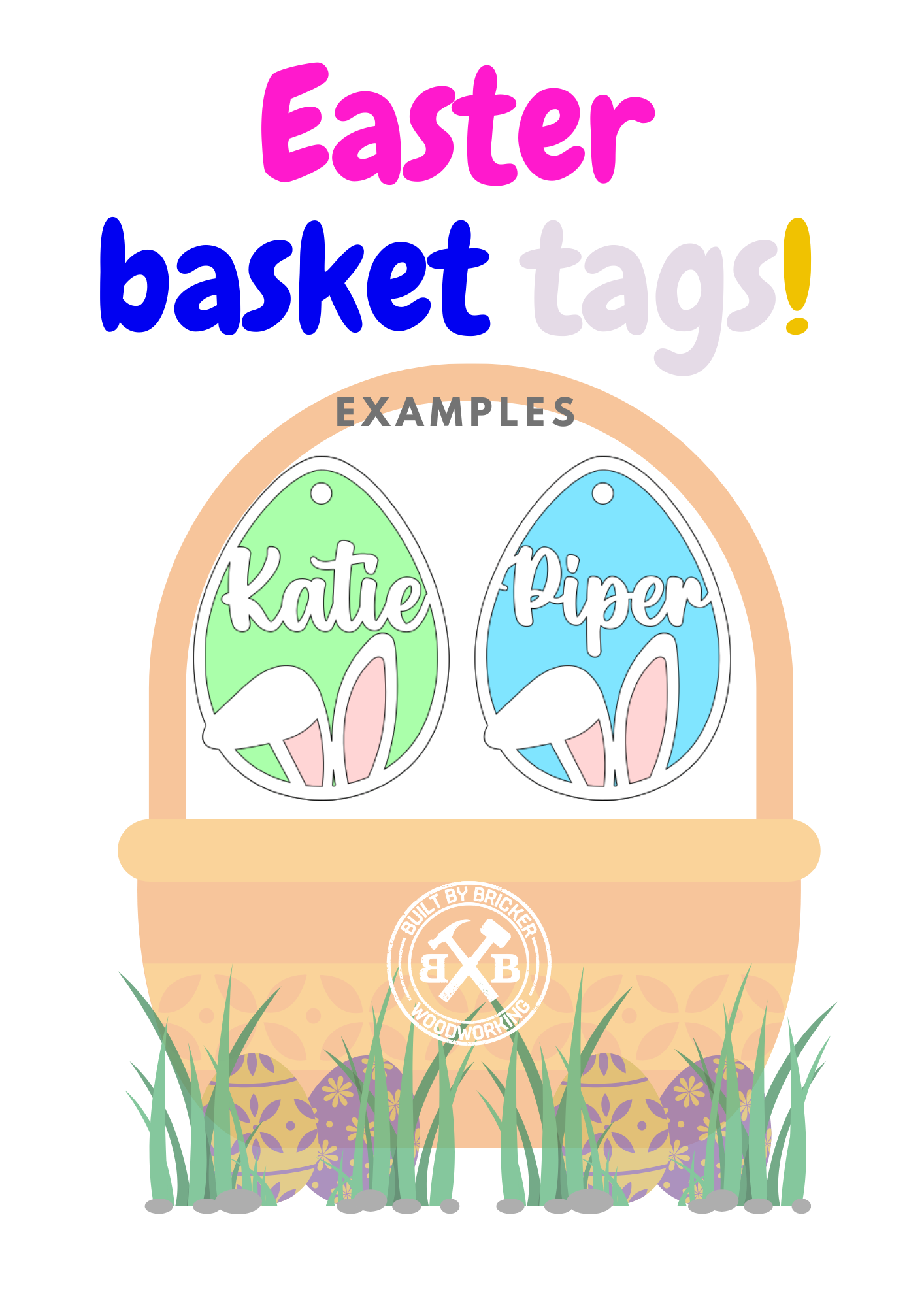 Easter Egg and Bunny Ears - Basket Tags