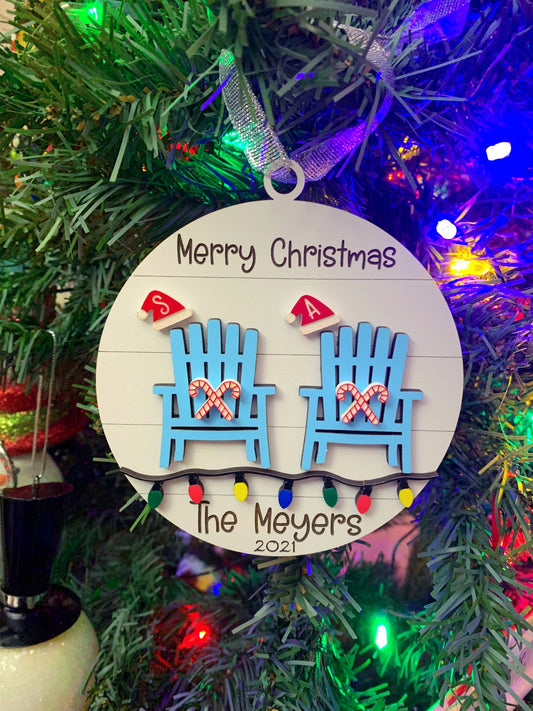 Beach Adirondack Chair Christmas Ornament