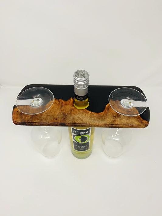 Claro Walnut Burl and Epoxy Wine Holder Caddy