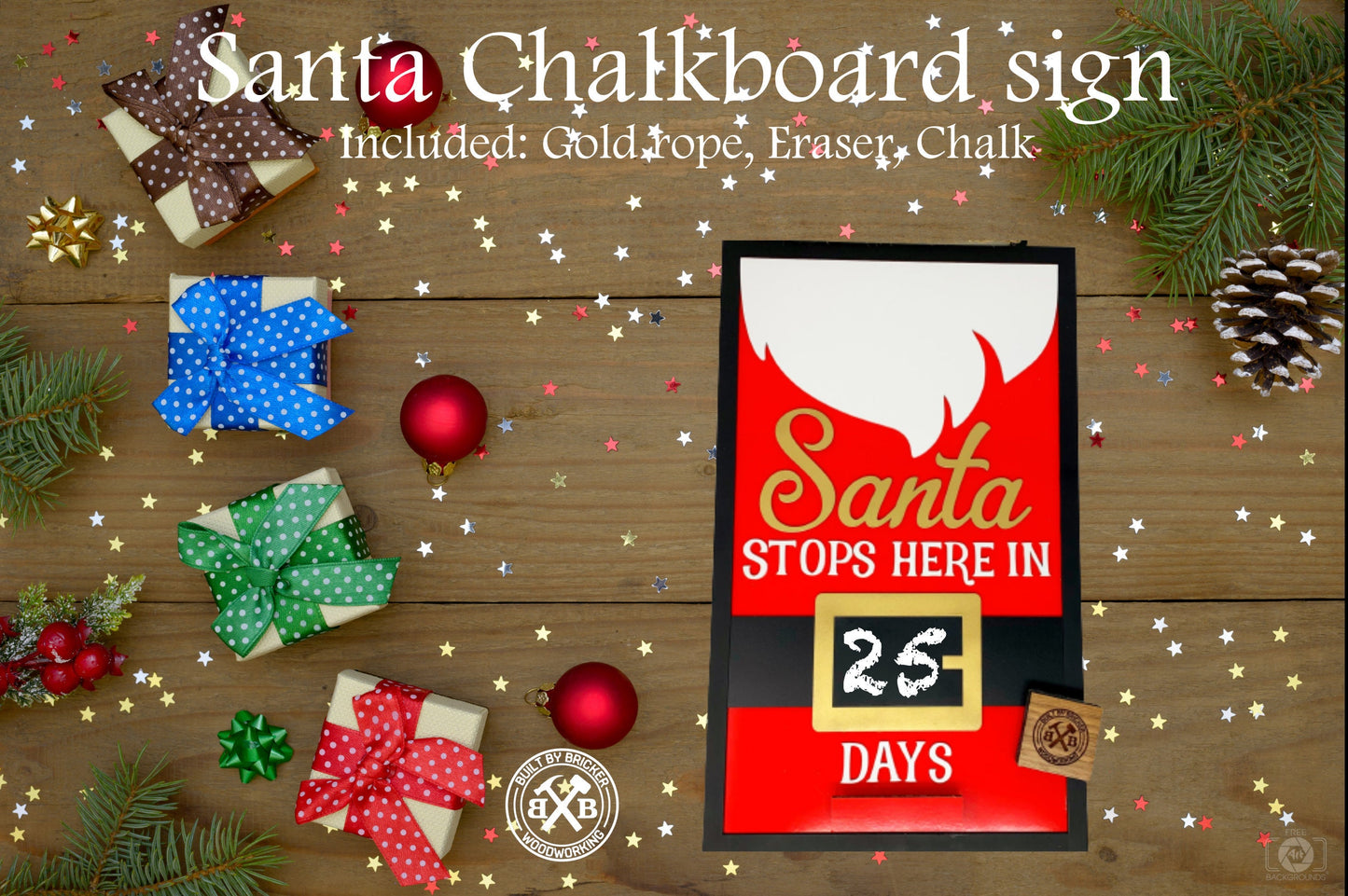 Santa Chalkboard Countdown Sign