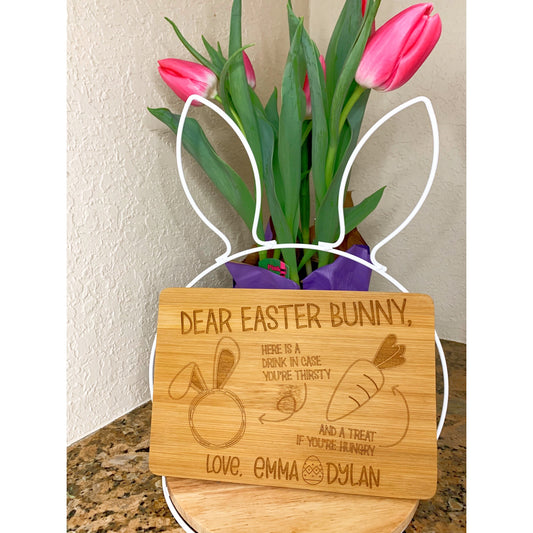 Dear Easter Bunny Bamboo Tray - Dual Purpose Santa and Easter Bunny Tray