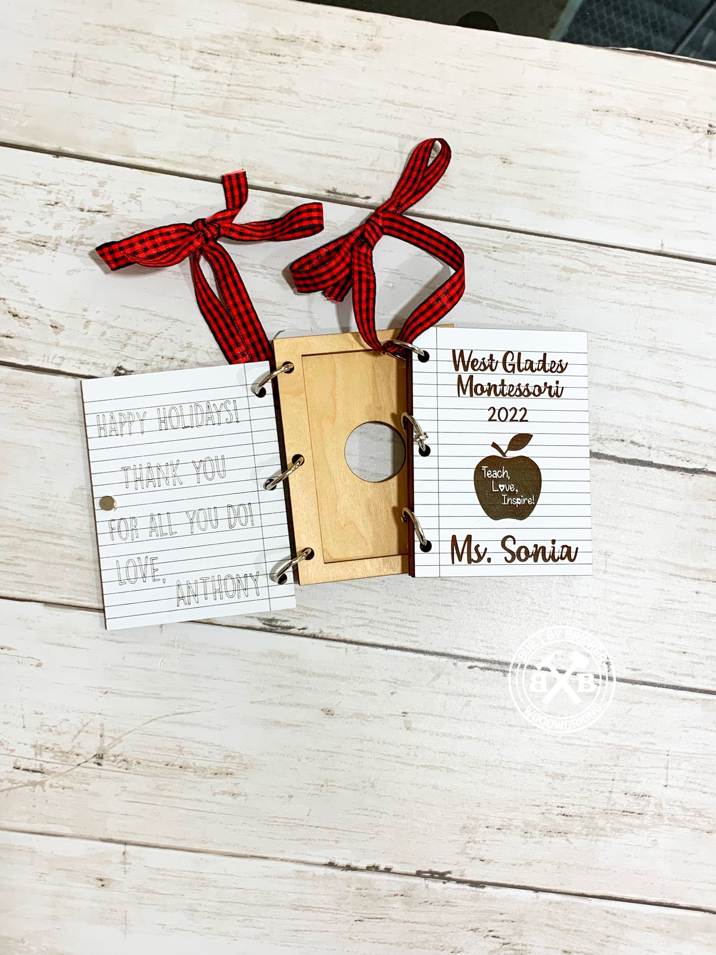 Notebook Teacher Gift Card Holder Ornament