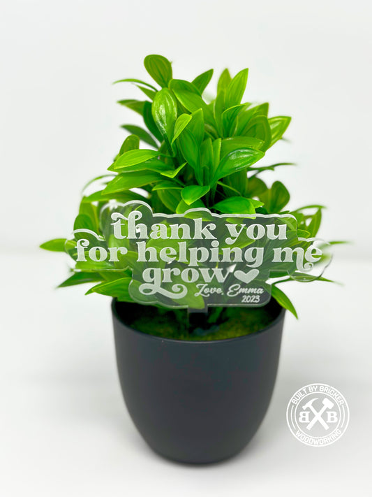 Thank You for Helping Me Grow Teacher Appreciation Flower Pot Tag